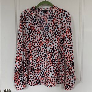 Halogen Orange & Blue Polka Dot Women's Top